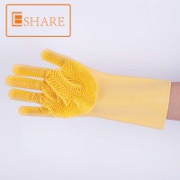 New product heat resistant silicone brush dishwashing cleaning gloves rubber multi color glove custom